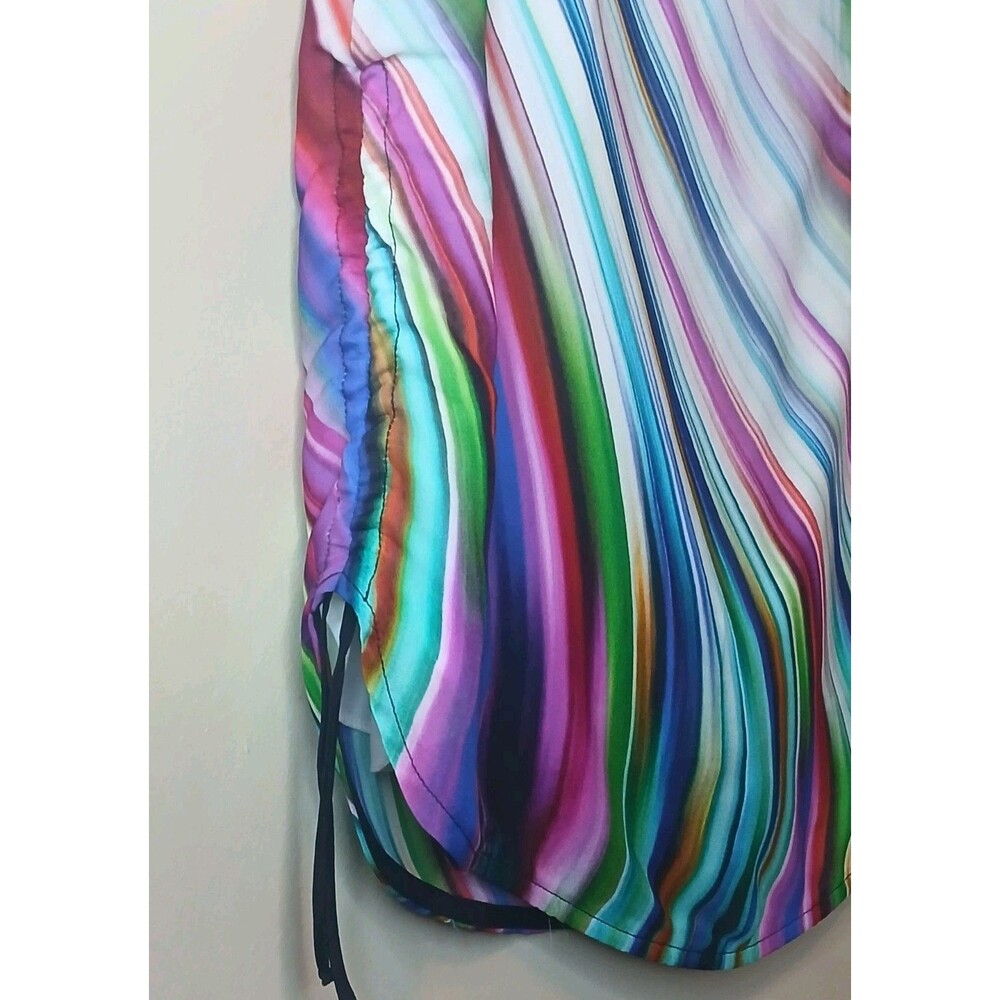 Milly Silk Dress Sz 8 Multicolor Shift Style Swirl Print w Rouched Side Hem $345 - Picture 9 of 15